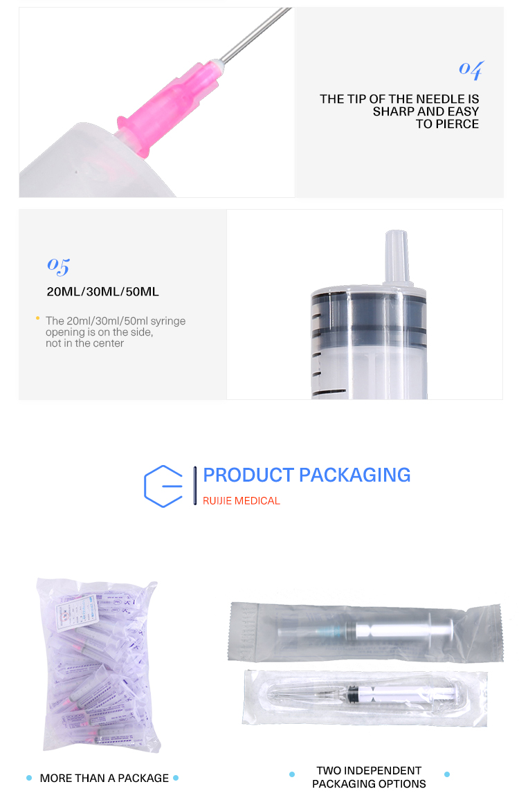 Disposable medical plastic luer lock syringe with needle