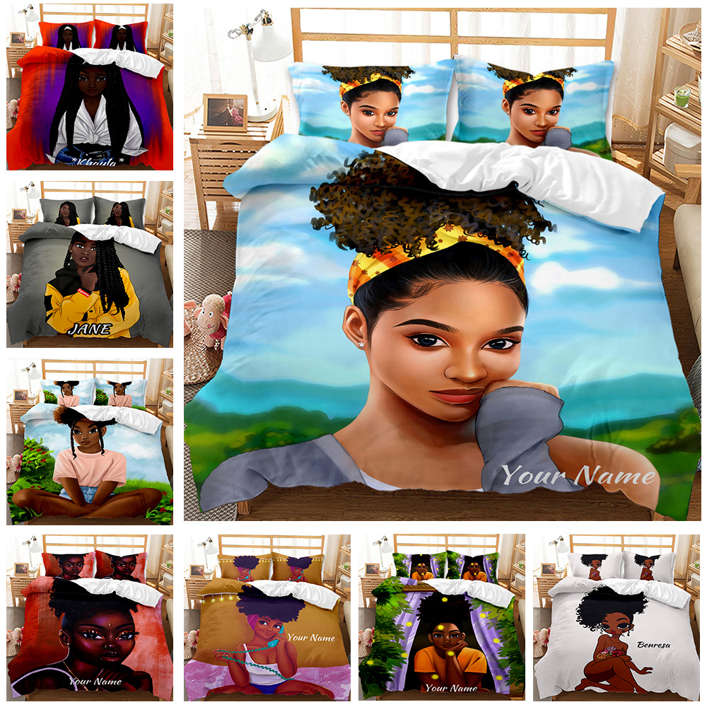 Best-selling luxury modern African art girl printed bedding set