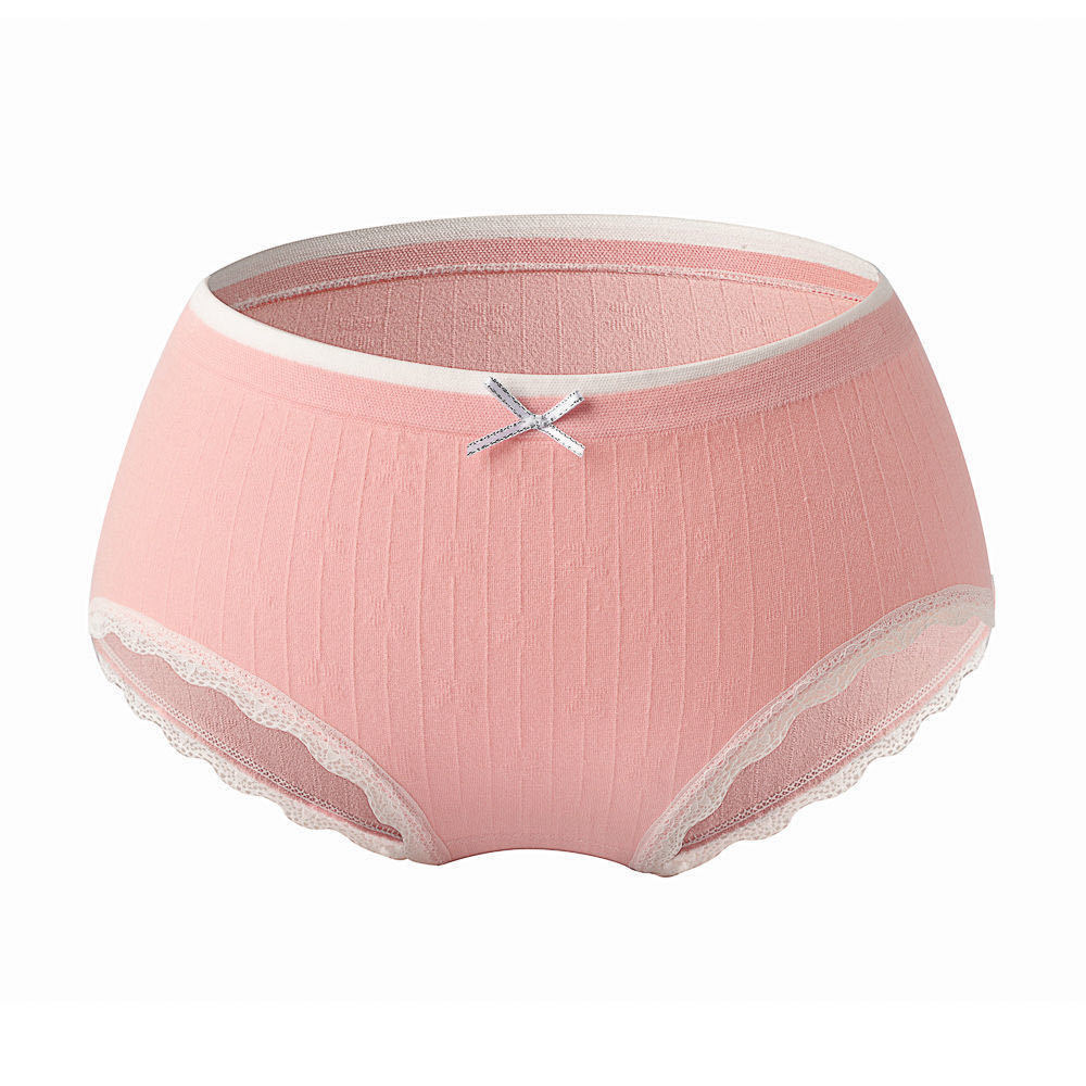 Antibacterial breathable cotton flowery seamless lace panties for ladies