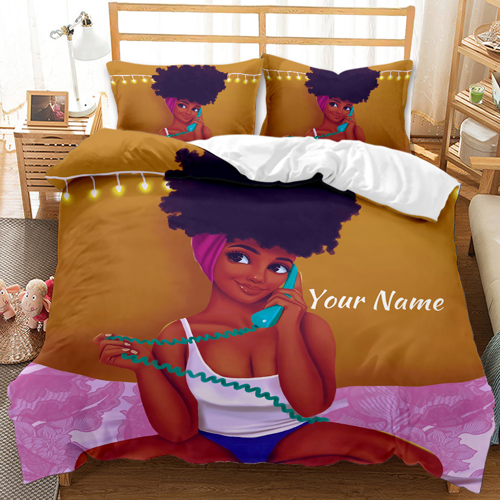 Best-selling luxury modern African art girl printed bedding set