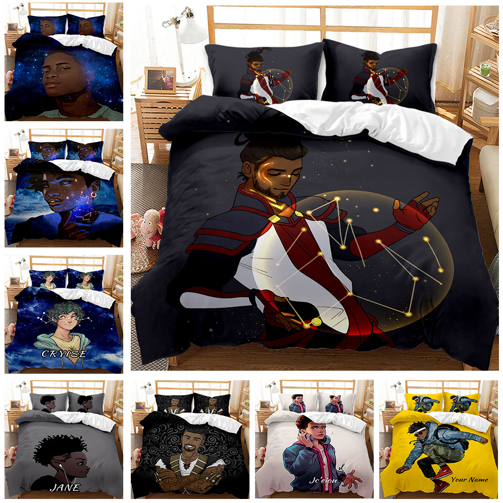 Fashion African black cool music boys print bedding set