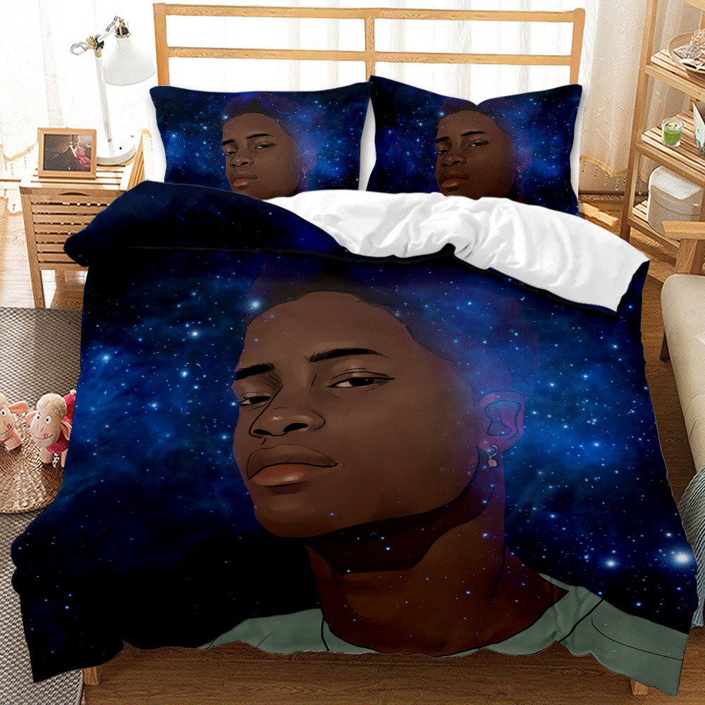 Fashion African black cool music boys print bedding set