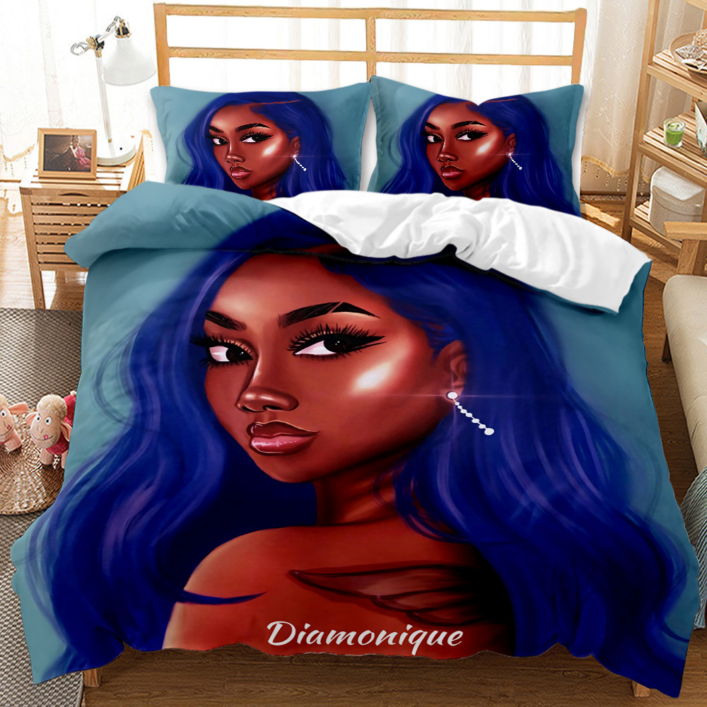 Best-selling luxury modern African art girl printed bedding set