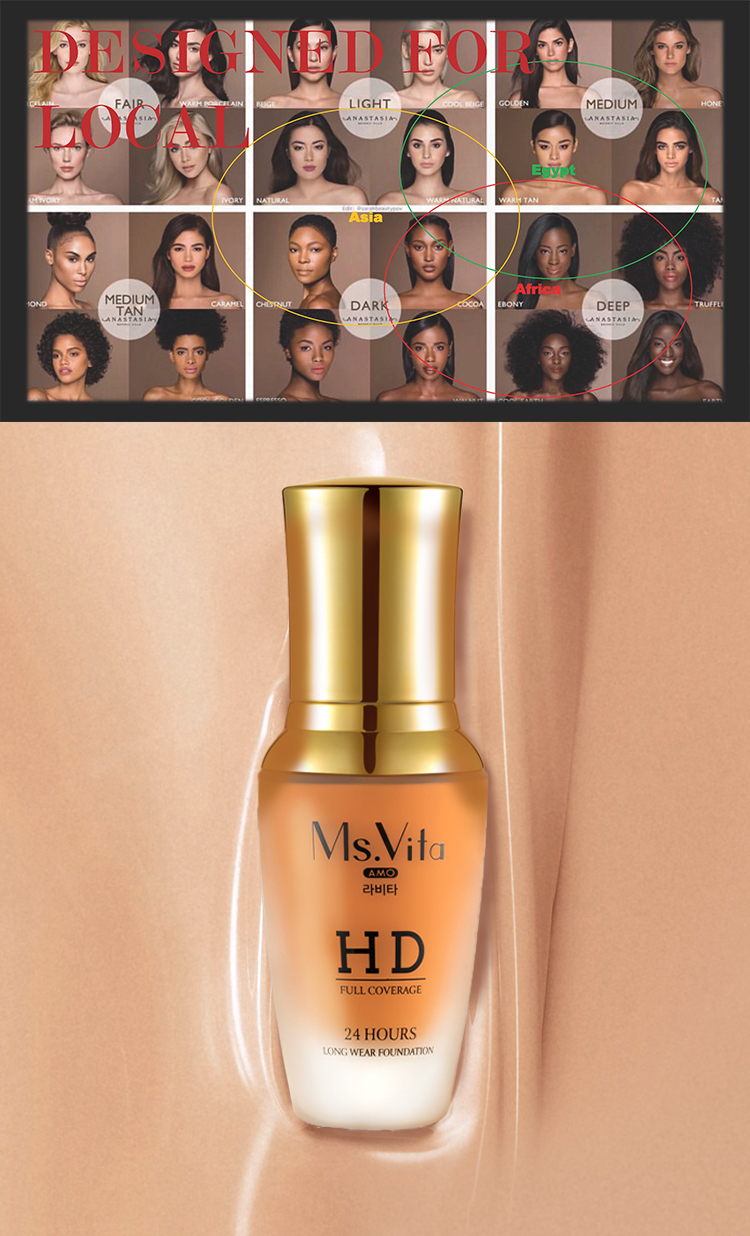 Full coverage long-lasting private label African dark skin foundation