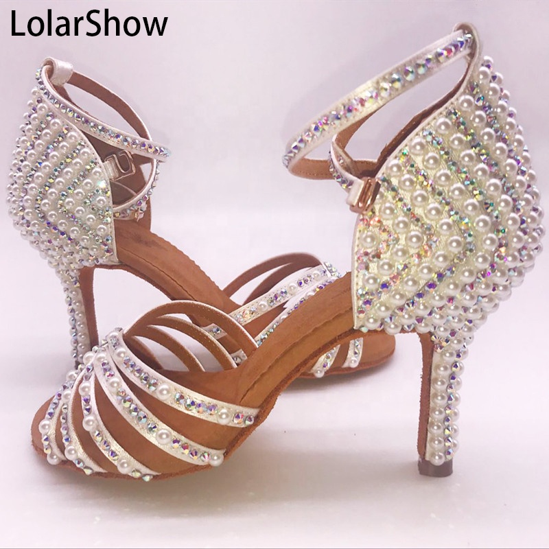 Women Professional Dancing Shoes Ballroom Dane Shoes For Women Rhinestone Salsa Dance Shoes