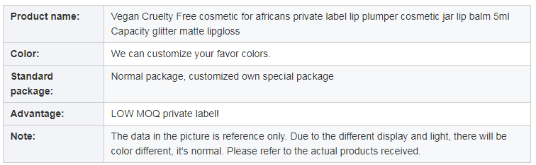 Vegetarian cruel free cosmetics for African private label 5ml capacity flash matte lip gloss