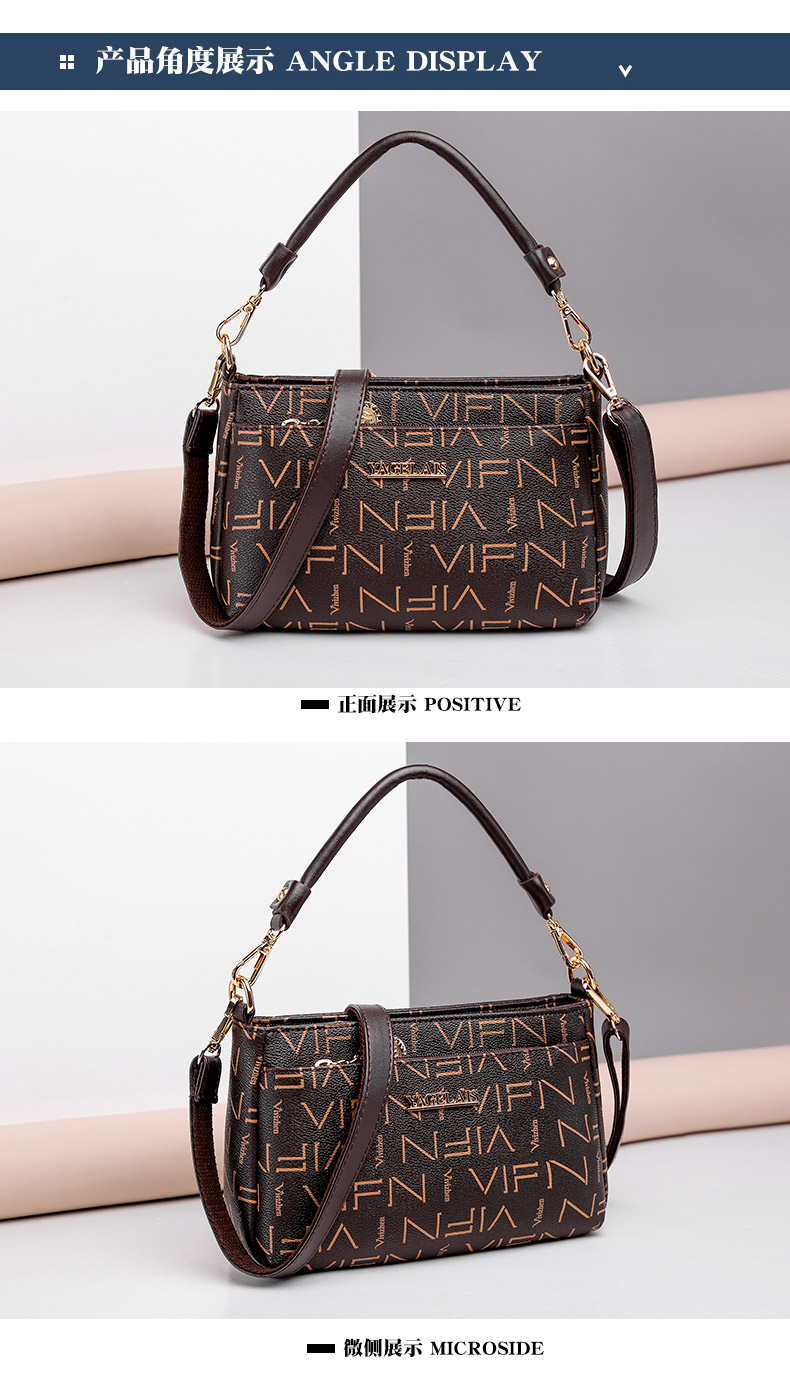 Atmosphere texture middle-aged letter multi-layer one-shoulder lady cross-body bag