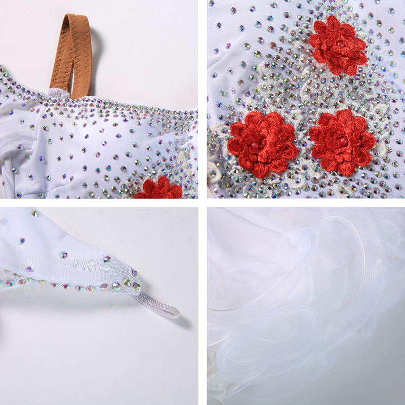 Social Dance Dress White Ballroom Dance Competition Dresses Lyrical Dance wear Waltz Dancing Costumes