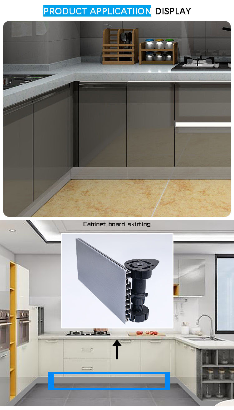 Custom size PVC skirting board for kitchen cabinet base