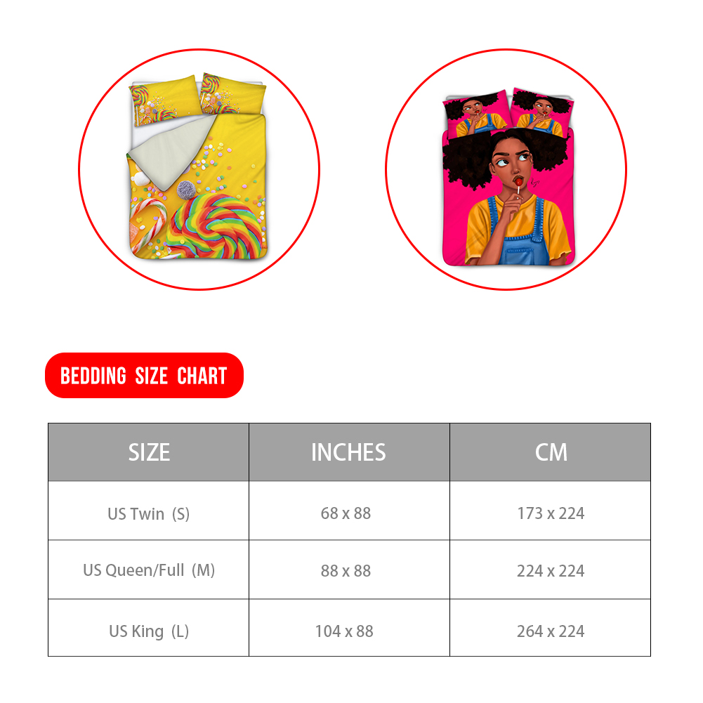 African black art girl home bedding set