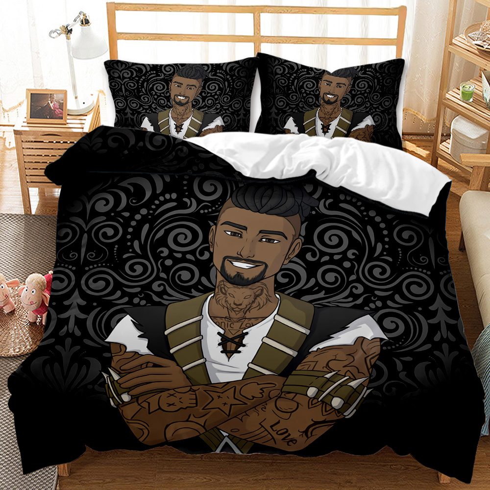 Fashion African black cool music boys print bedding set