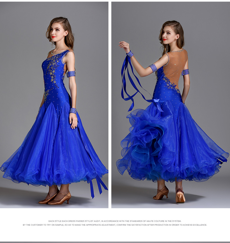 7 Colors Long Ballroom Dance Competition Standard Dresses Modern Ballroom Waltz Dress Luminous Dance Costumes 