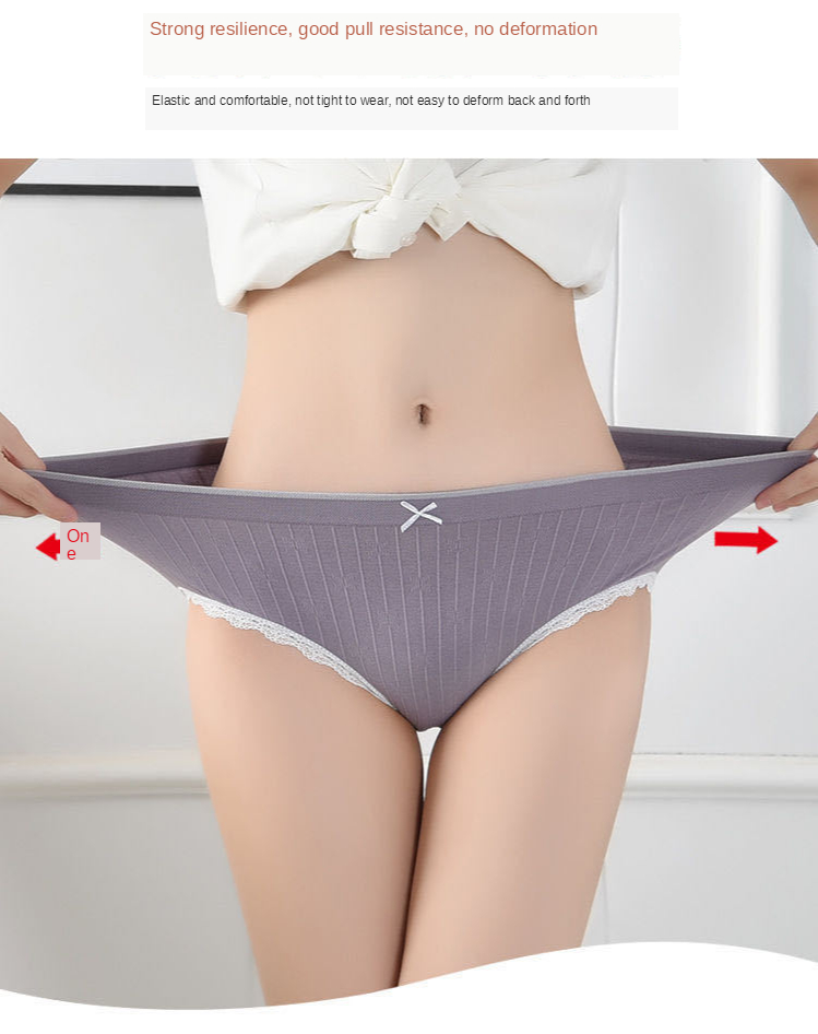 Antibacterial breathable cotton flowery seamless lace panties for ladies