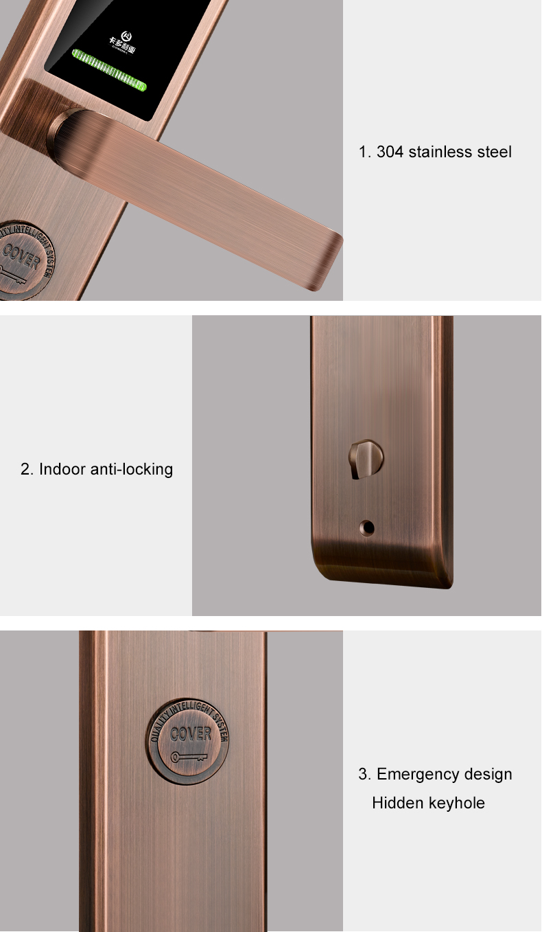 Hotel key card system digital security intelligent door lock