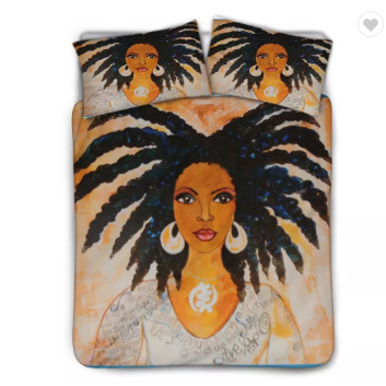 African black art girl home bedding set