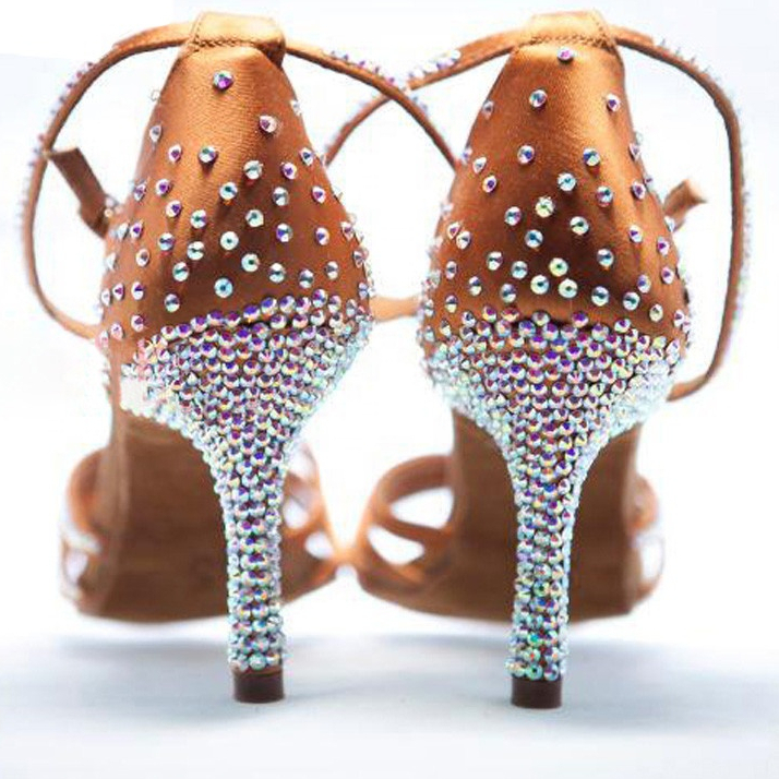 Satin Dance Shoes Crystal Rhinestone Latin Dance Ballroom SALSA Dance Shoes