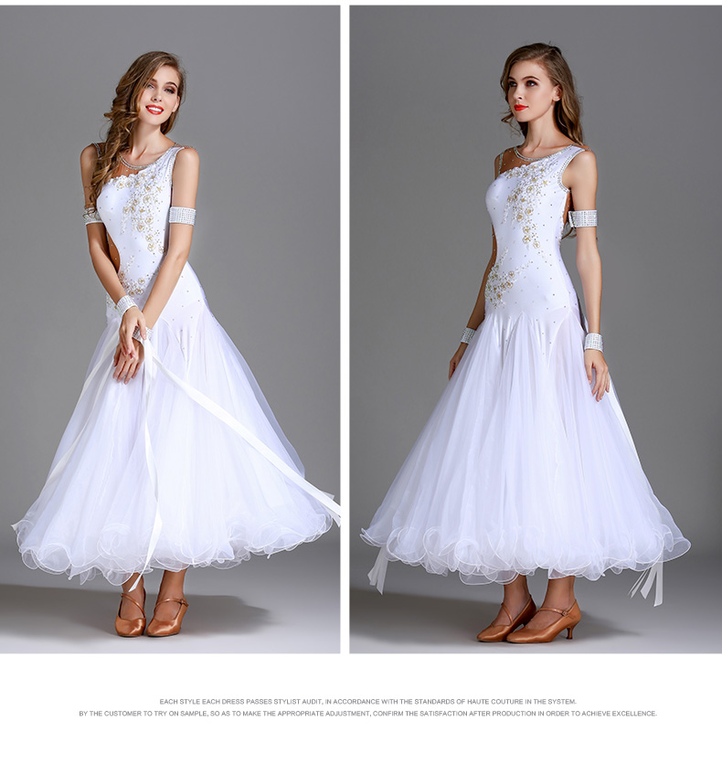 7 Colors Long Ballroom Dance Competition Standard Dresses Modern Ballroom Waltz Dress Luminous Dance Costumes 