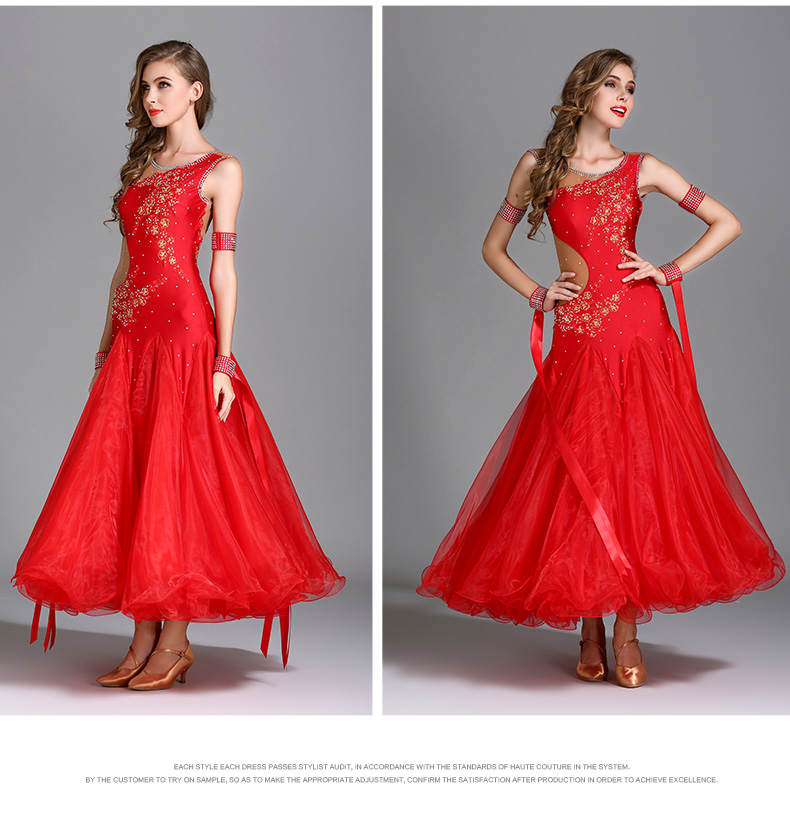 7 Colors Long Ballroom Dance Competition Standard Dresses Modern Ballroom Waltz Dress Luminous Dance Costumes 