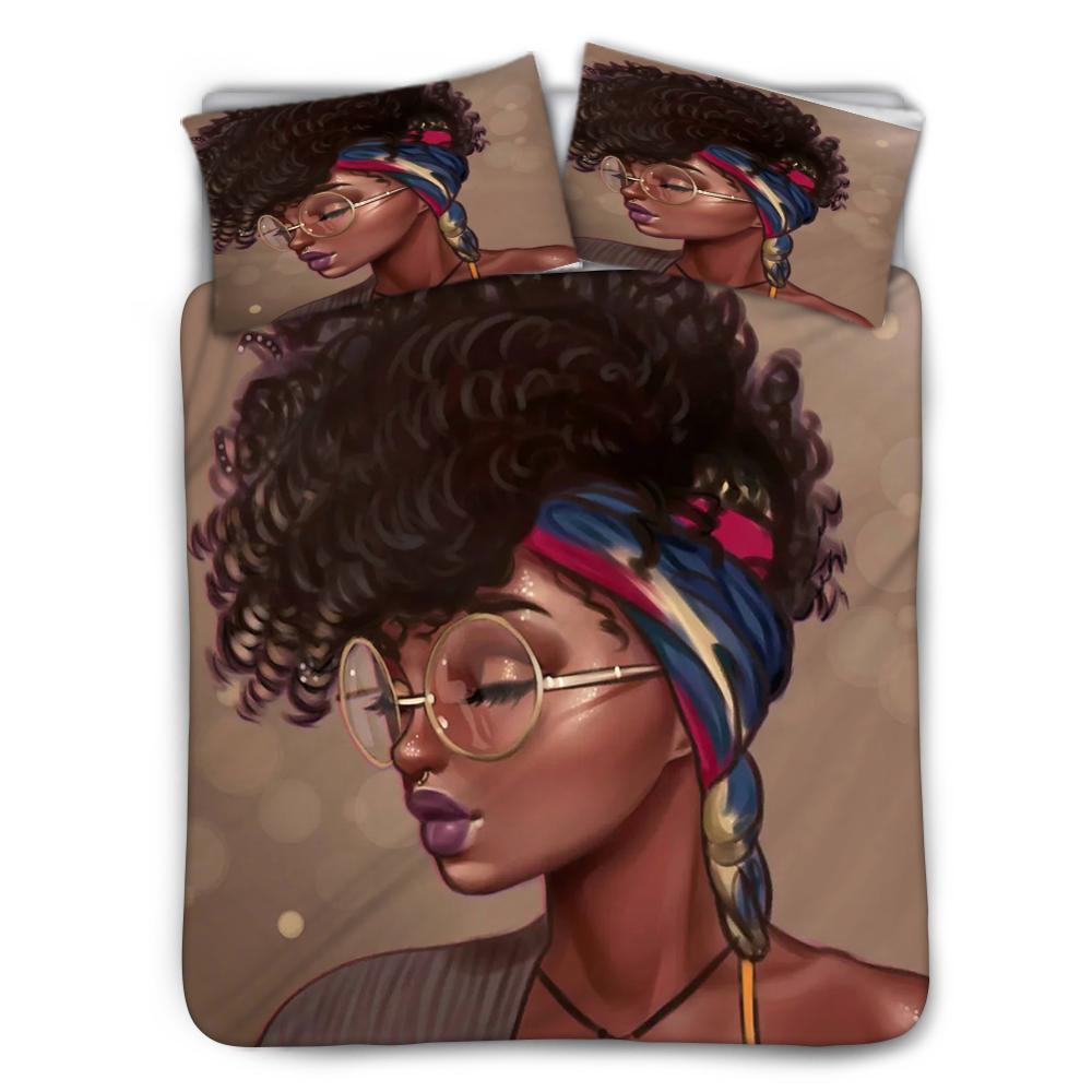African black art girl home bedding set