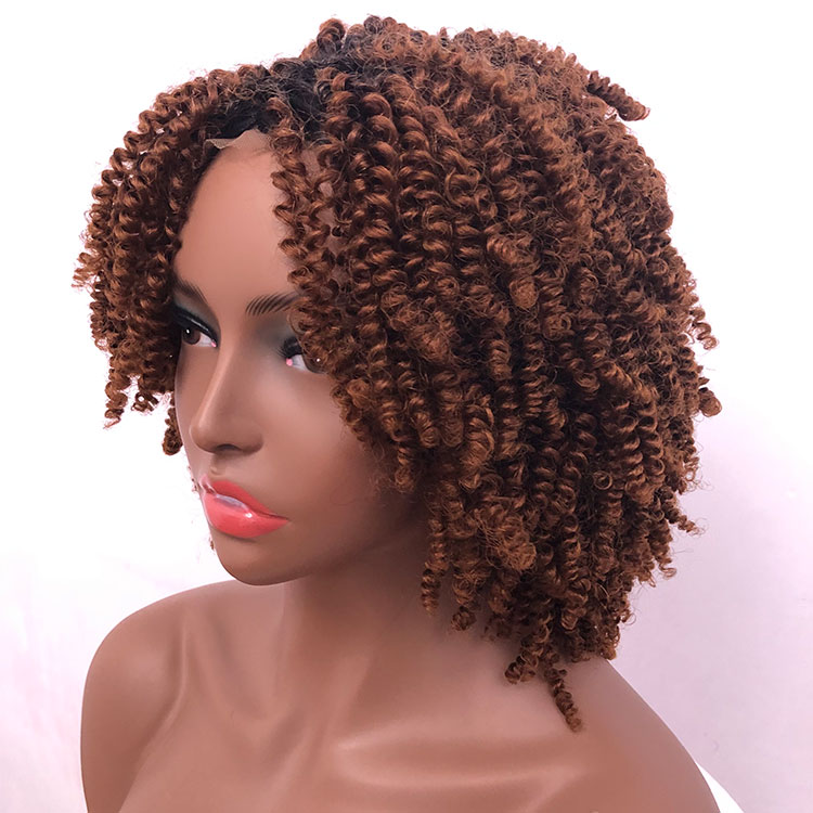 Fairyland Hair Ombre Brown Dark Root Bob Wig Synthetic Medium Long Jerry Curly Cheap Wigs For African American Women