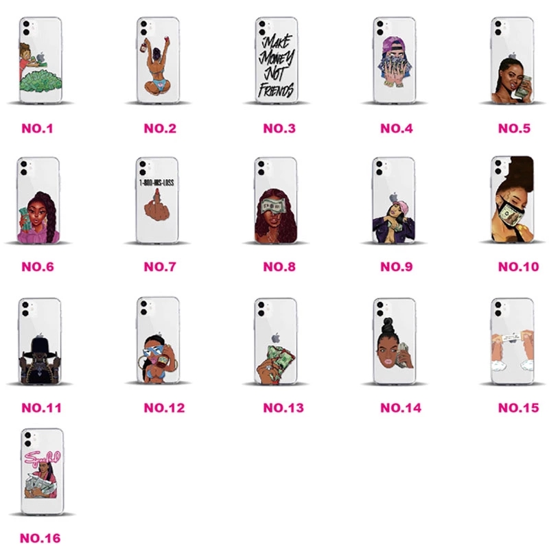 African black head girl shockproof mobile phone case