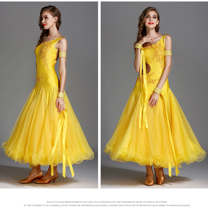 7 Colors Long Ballroom Dance Competition Standard Dresses Modern Ballroom Waltz Dress Luminous Dance Costumes 