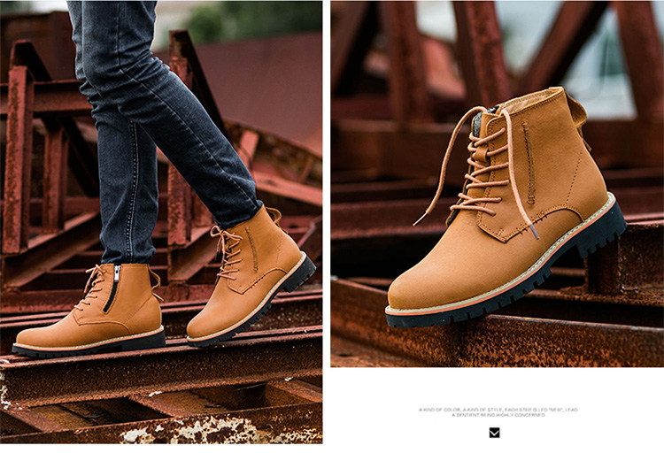 Fashion style men boots made in china leather ankle boots