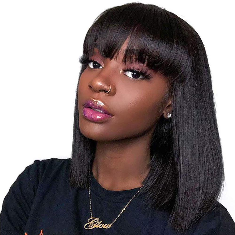 Factory wholesale cheap cut Bob cut synthetic bangs with wigs for African women