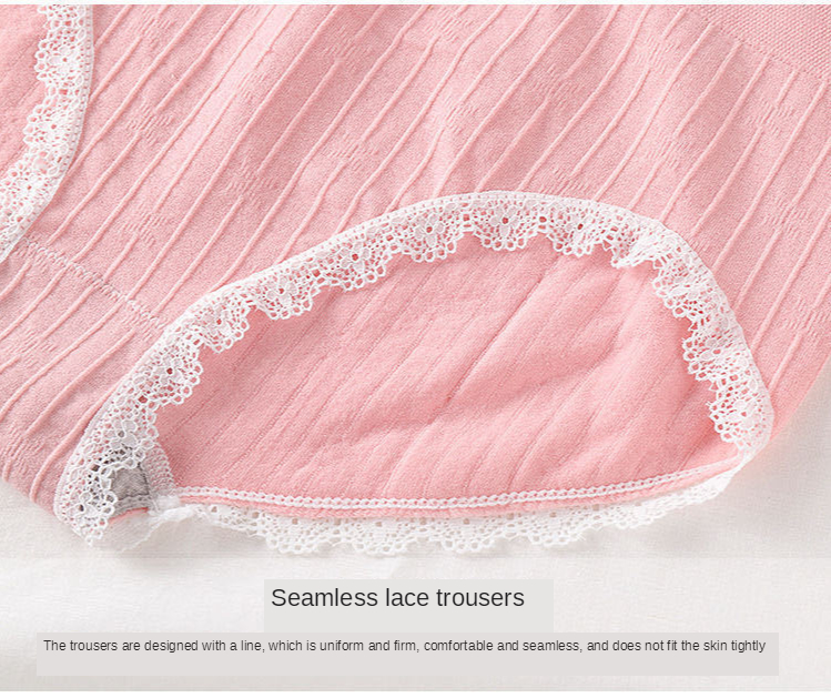 Antibacterial breathable cotton flowery seamless lace panties for ladies