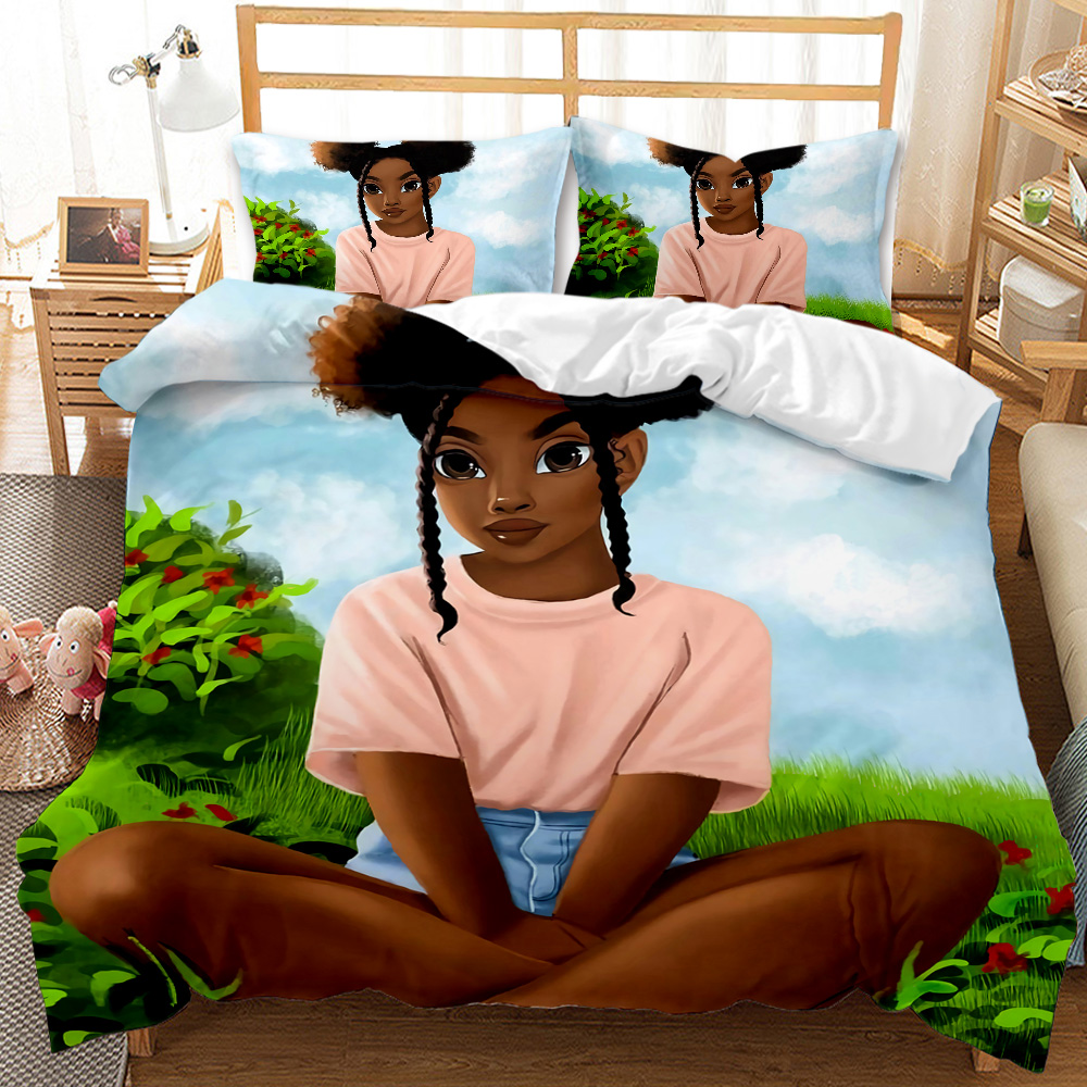 Best-selling luxury modern African art girl printed bedding set