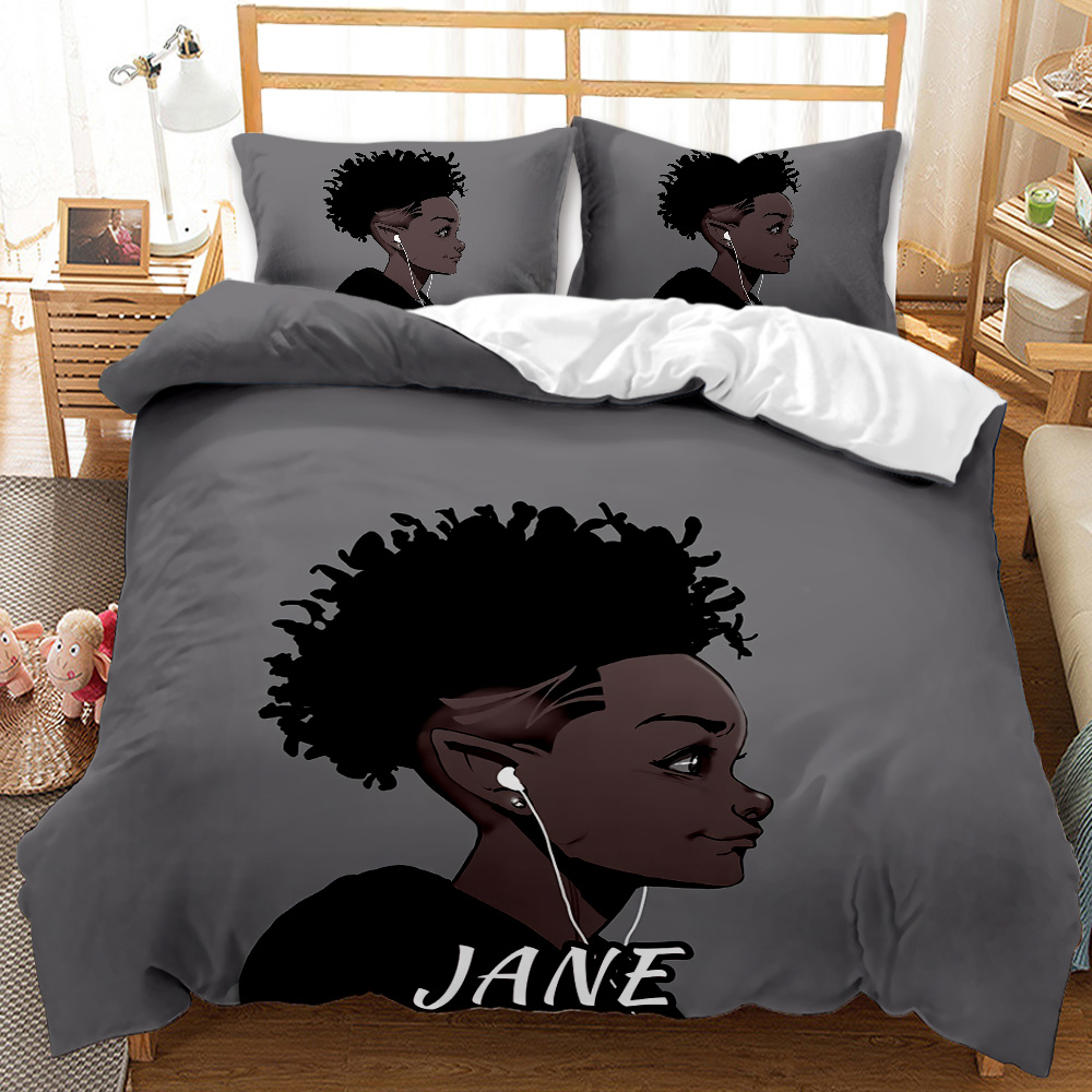 Fashion African black cool music boys print bedding set