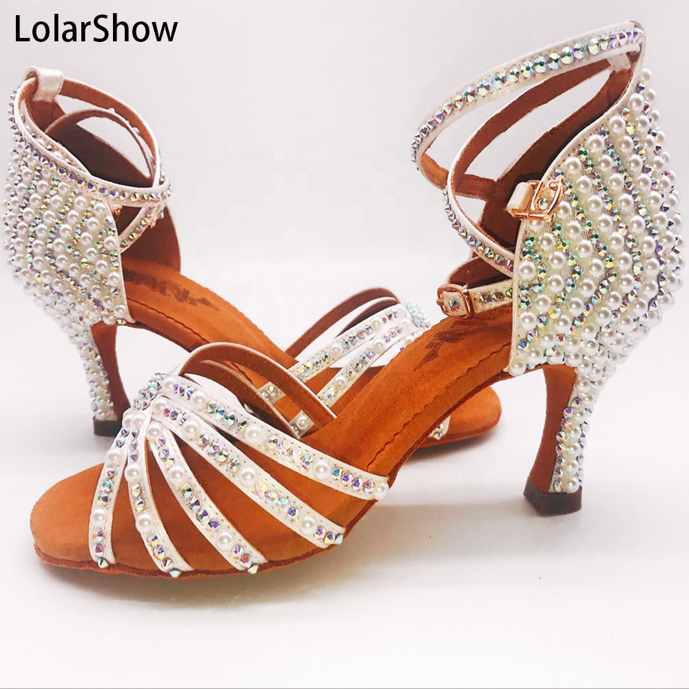 Women Professional Dancing Shoes Ballroom Dane Shoes For Women Rhinestone Salsa Dance Shoes 