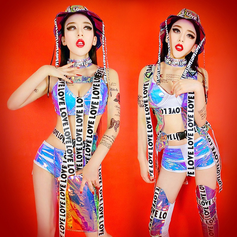 Hip Hop Jazz Stage Costume Bar Costume European And American Laser Sexy Clothing New Style Hip Hop Dance Dress 