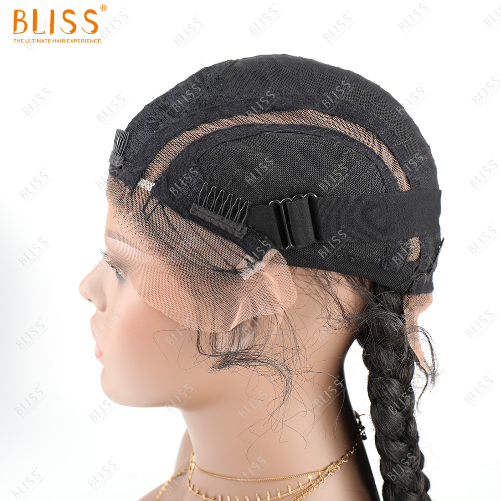 Bliss wholesale 4 long box braided twist lace black braided synthetic African women wig