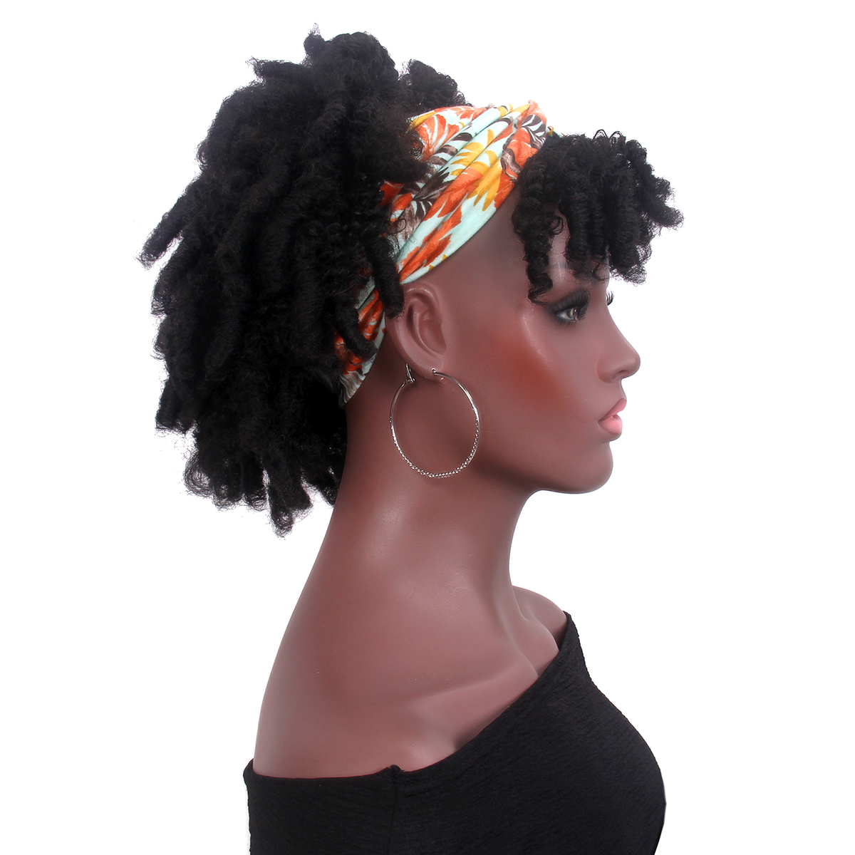 Wholesale African American Black Women Elastic Adjudtable Afro Wigs Synthetic Hair Kinky Curly