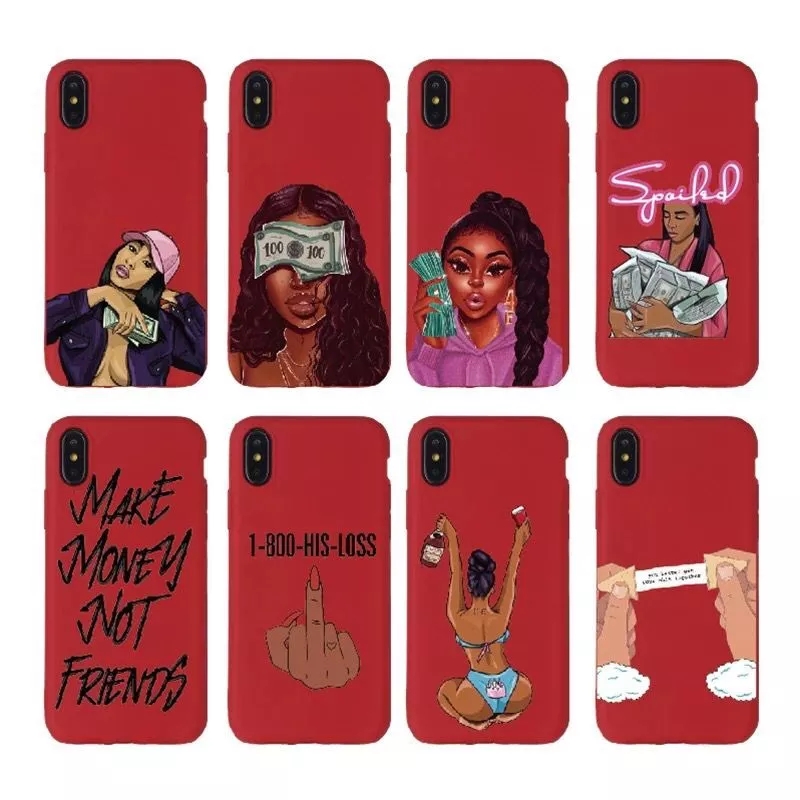African black head girl shockproof mobile phone case
