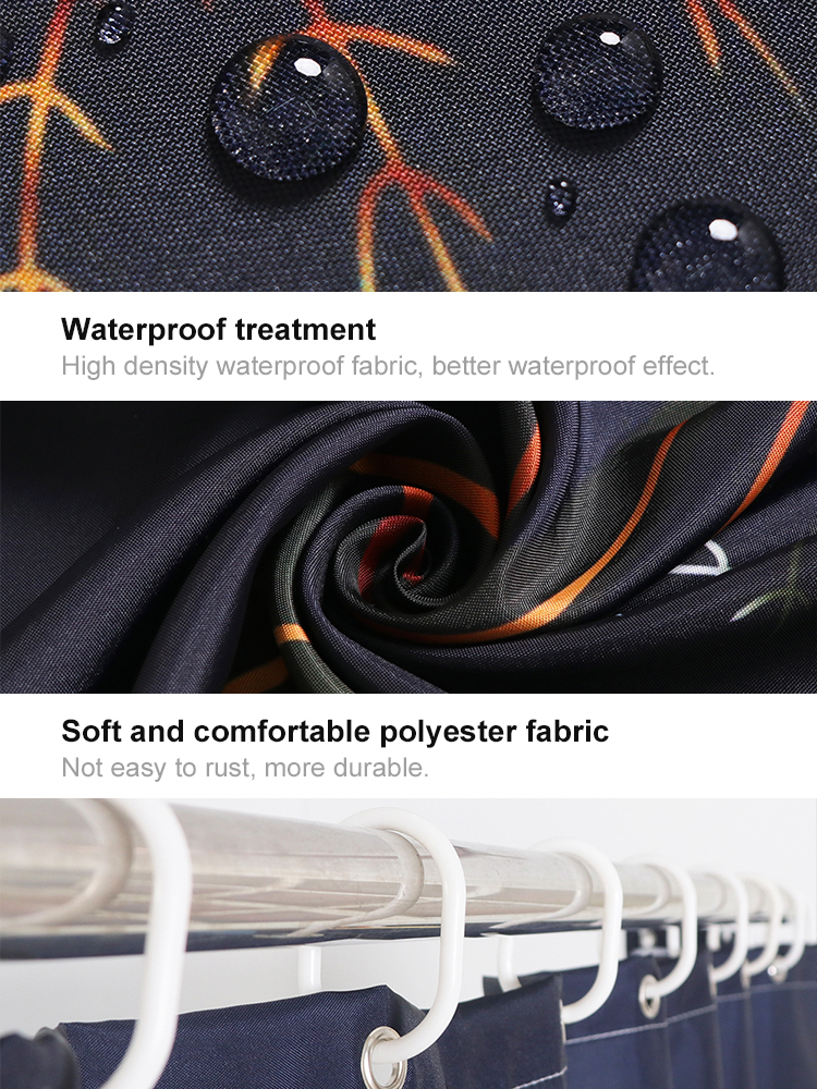 Newly designed 4 piece waterproof art deco African shower curtain for bathroom