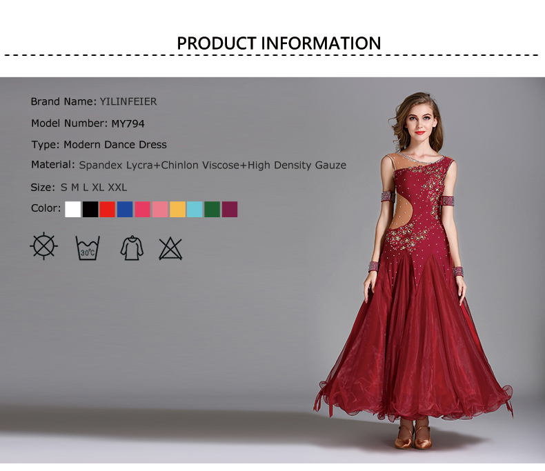 7 Colors Long Ballroom Dance Competition Standard Dresses Modern Ballroom Waltz Dress Luminous Dance Costumes 