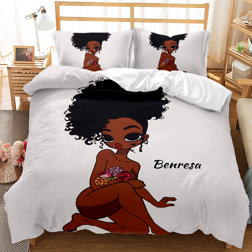 Best-selling luxury modern African art girl printed bedding set