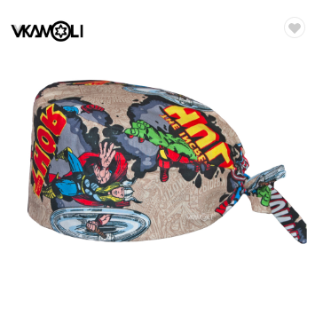 New super hero printed cotton frosted with button surgery medical cap