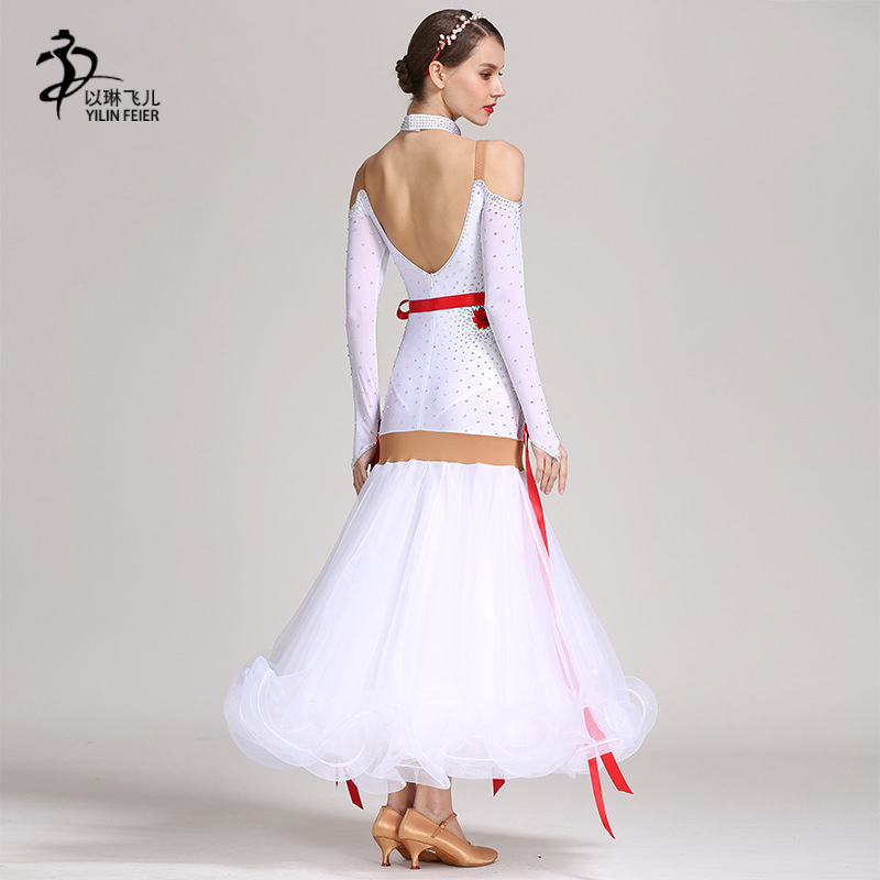 Social Dance Dress White Ballroom Dance Competition Dresses Lyrical Dance wear Waltz Dancing Costumes