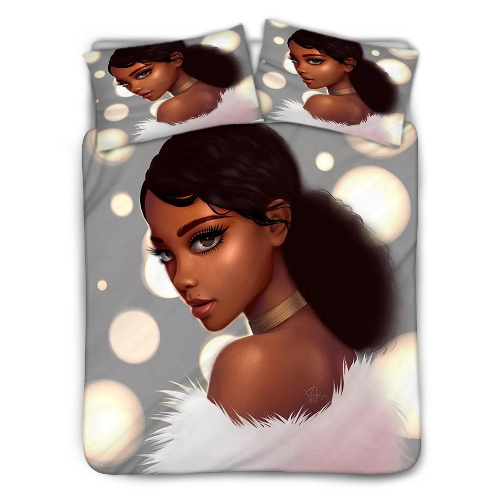 African black art girl home bedding set