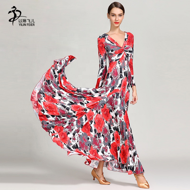 Adult Modern Dance Ballroom Dance Dress Waltz flamenco Costumes Standard Social Dresses Standard Social Dress 