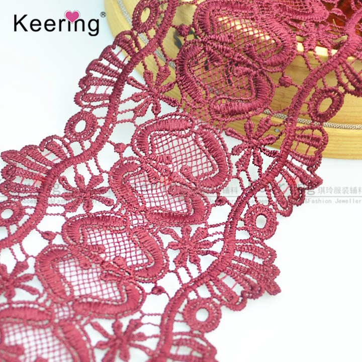 WLCD-143 Wholesale Factory Cheap Garment Turkish Ruffled Flower Scalloped Raschel Chantilly Polyester Border Lace Trim