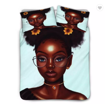 African black art girl home bedding set