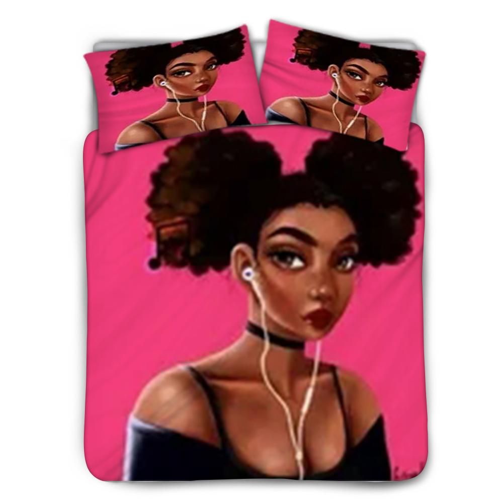 African black art girl home bedding set