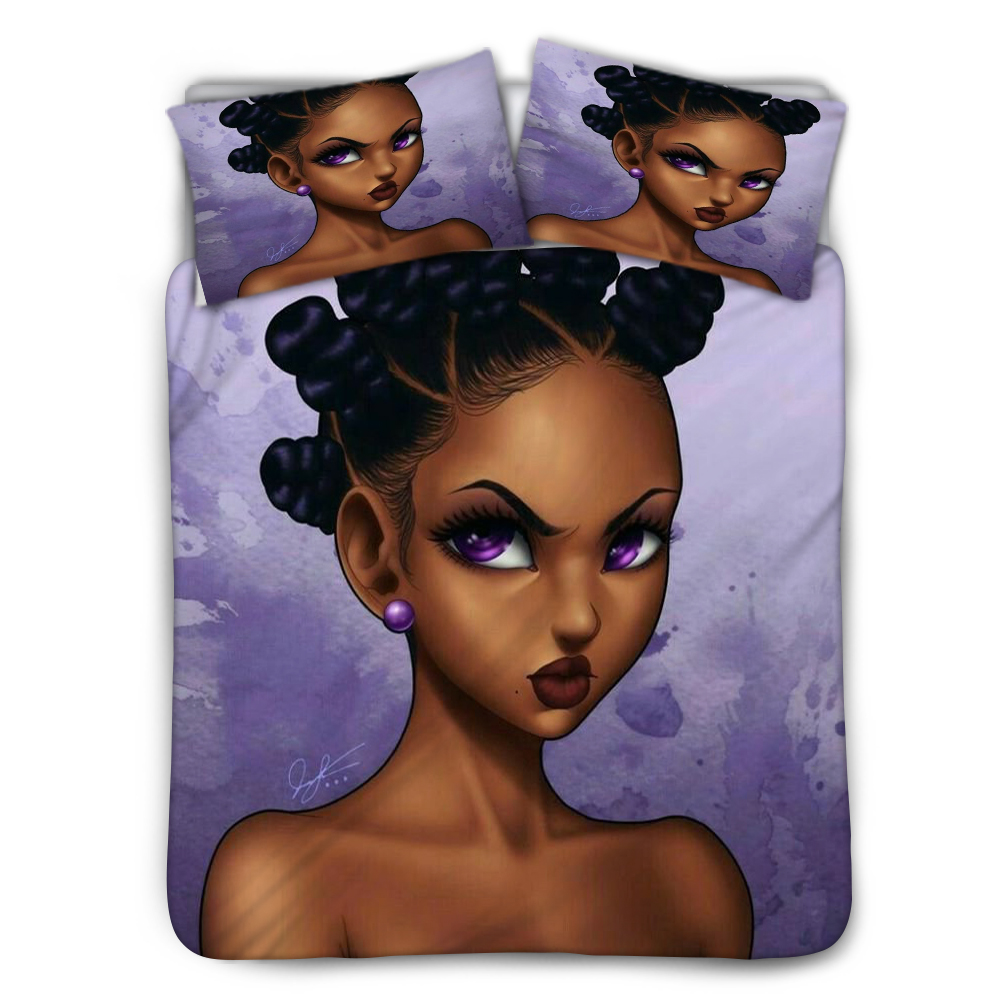 African black art girl home bedding set