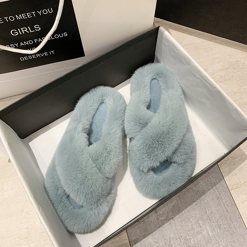 2021s Custom Winter Warm Fuzzy Indoor Outdoor Home Fur Slides Faux Sheepskin Slippers for Women