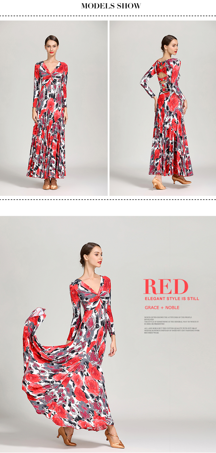Adult Modern Dance Ballroom Dance Dress Waltz flamenco Costumes Standard Social Dresses Standard Social Dress 