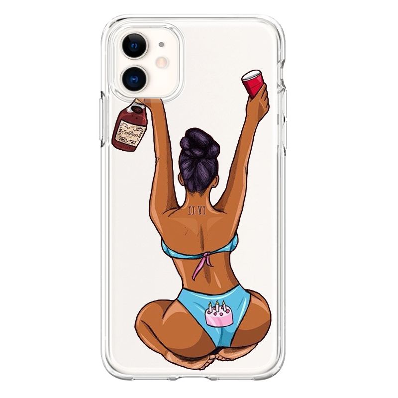 African black head girl shockproof mobile phone case